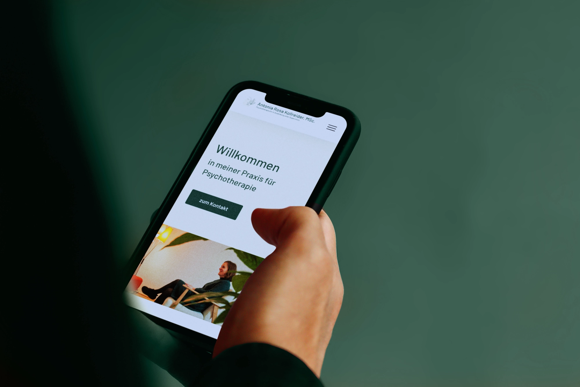 Werbeagentur studio jay Portfolio Psychotherapie Kollreider Webseite Phone Version