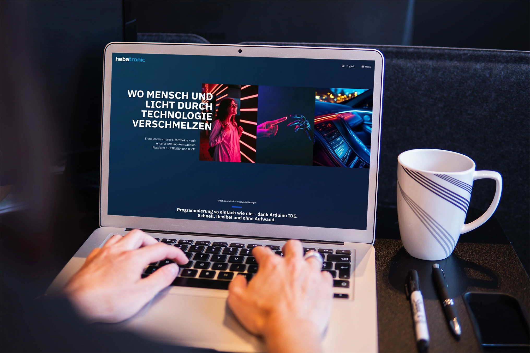 Werbeagentur studio jay Portfolio Hebatronic Webseite Laptop Version